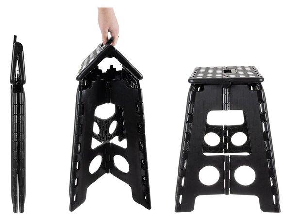 Scaun pliabil de gradina, maner transport, 39x40x22cm, negru