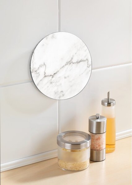 Suport din sticlă pentru vase fierbinți Wenko Marble, ø 20 cm, alb