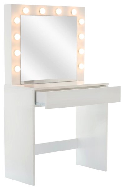 Masă de toaletă/cosmetică elegantă cu iluminare LED și taburet