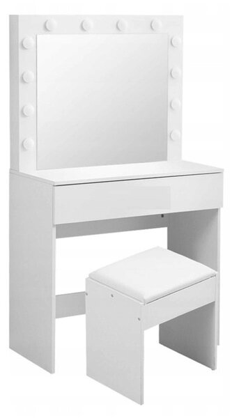 Masă de toaletă/cosmetică elegantă cu iluminare LED și taburet