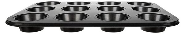 Set tava copt si 12 forme pentru briose, tava teflon, forme silicon, strat antiaderent