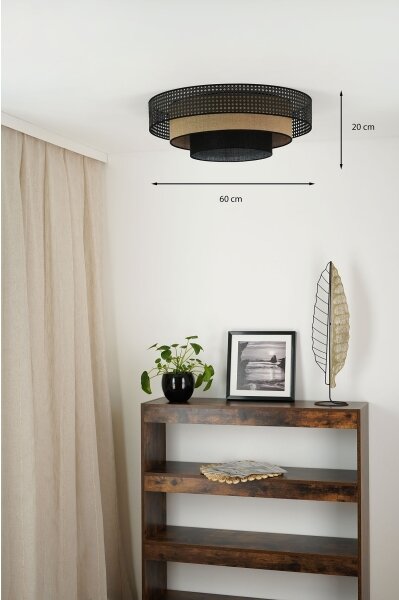Brilagi - Plafonier LED DAKOTA LUNETA LED/12W/230V pr. 60 cm negru/ratan