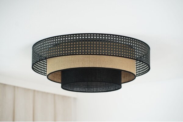 Brilagi - Plafonier LED DAKOTA LUNETA LED/12W/230V pr. 60 cm negru/ratan