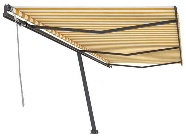 Copertină autonomă retractabilă manual, galben&alb, 600x300 cm