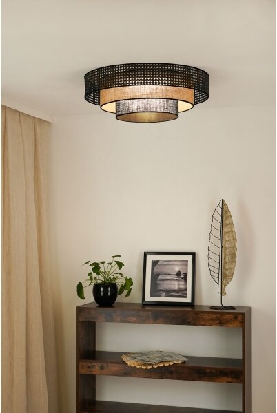 Brilagi - Plafonier LED DAKOTA LUNETA LED/12W/230V pr. 60 cm negru/ratan
