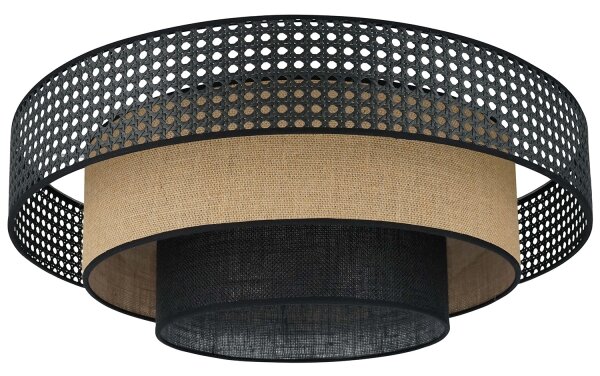 Brilagi - Plafonier LED DAKOTA LUNETA LED/12W/230V pr. 60 cm negru/ratan