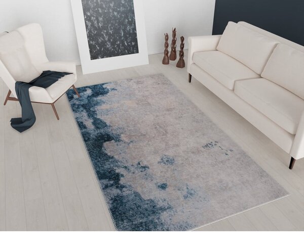 Covor albastru/crem lavabil 80x50 cm - Vitaus
