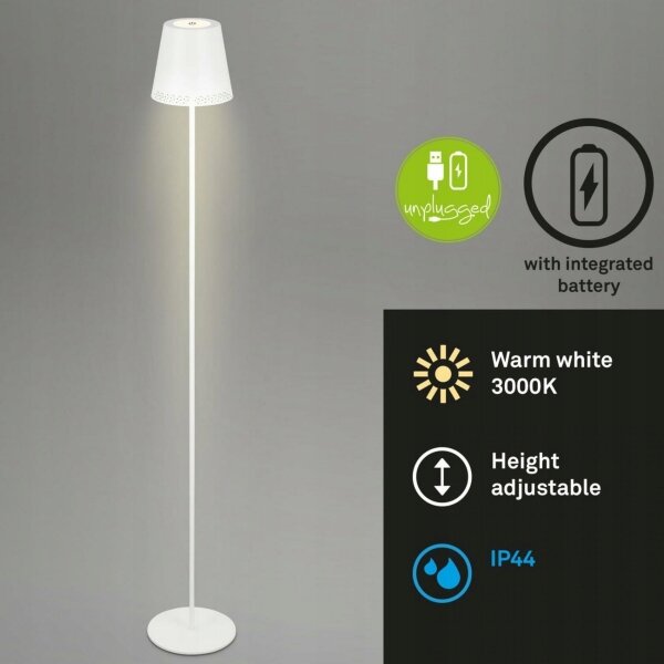 Lampadar LED tactil dimabil Briloner 1438016 LED/3,5W/5V 3000K 130 cm alb