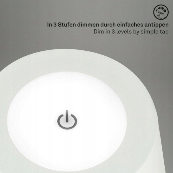 Lampadar LED tactil dimabil Briloner 1438016 LED/3,5W/5V 3000K 130 cm alb