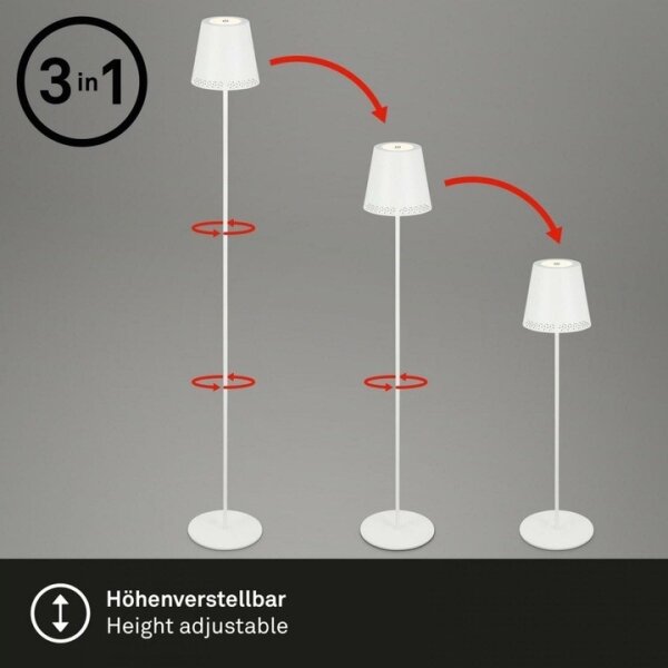 Lampadar LED tactil dimabil Briloner 1438016 LED/3,5W/5V 3000K 130 cm alb