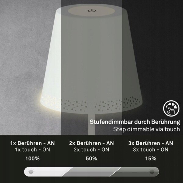 Lampadar LED tactil dimabil Briloner 1438016 LED/3,5W/5V 3000K 130 cm alb