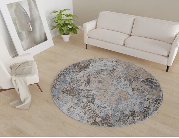 Covor albastru deschis/maro deschis lavabil rotund ø 80 cm Sandstorm – Vitaus