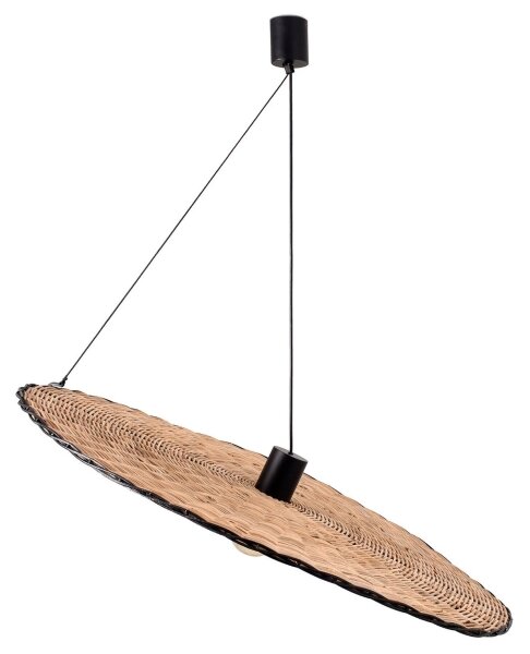 Lustră pe cablu COSTAS 1xE27/15W/230V d. 100 cm neagră/ratan FARO 68590-70