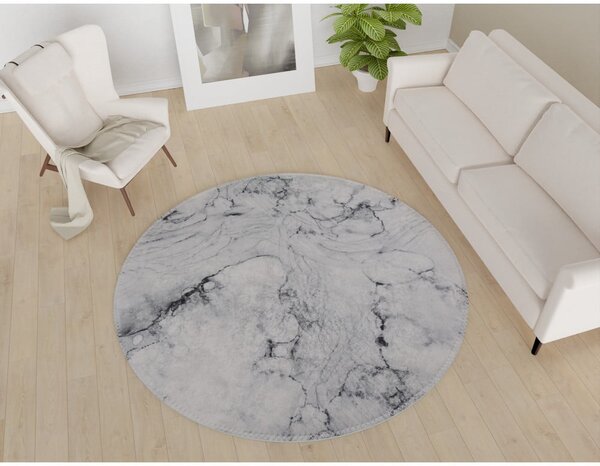 Covor gri deschis lavabil rotund ø 100 cm – Vitaus