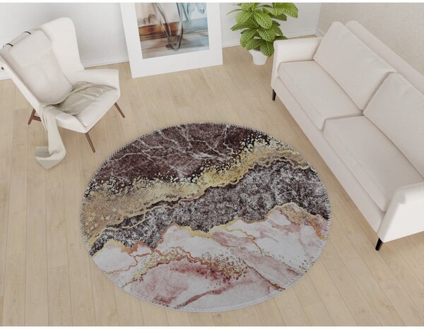 Covor maro/auriu lavabil rotund ø 80 cm – Vitaus