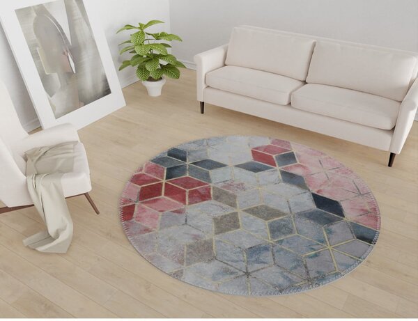 Covor roz/gri deschis lavabil rotund ø 120 cm – Vitaus