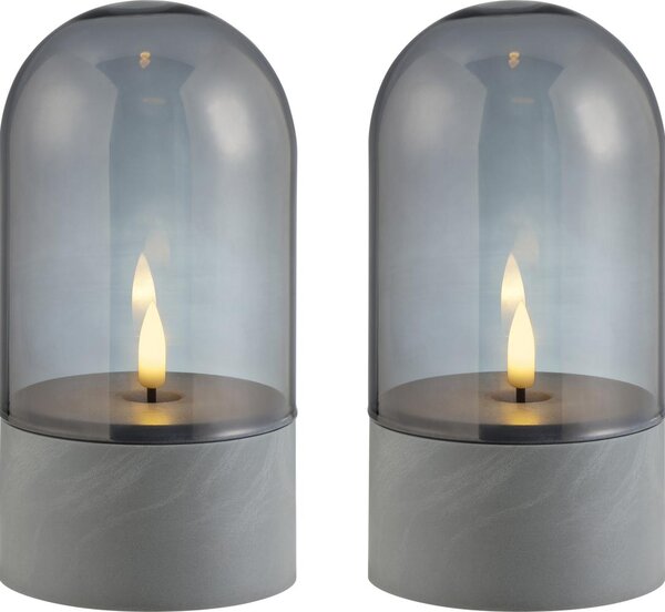 Brilliant - Set 2x lumânări LED ILLUSION LED/2xAA IP44 gri / negru fumuriu