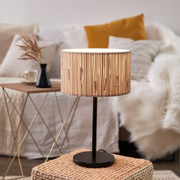Brilliant - Lampă de masă WIMEA 1xE27/52W/230V negru/bej