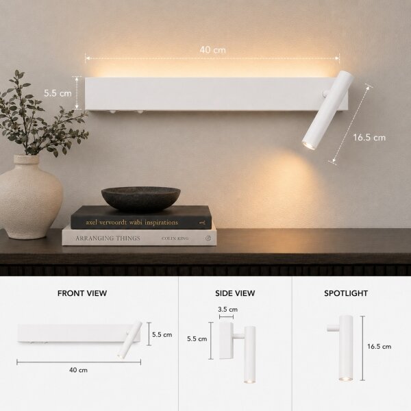 Brilagi - Aplica spot de perete LED ARLIX LED/3W/230V + LED/7W, albă, CRI 90