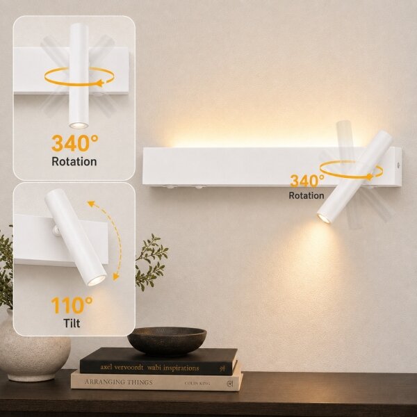 Brilagi - Aplica spot de perete LED ARLIX LED/3W/230V + LED/7W, albă, CRI 90