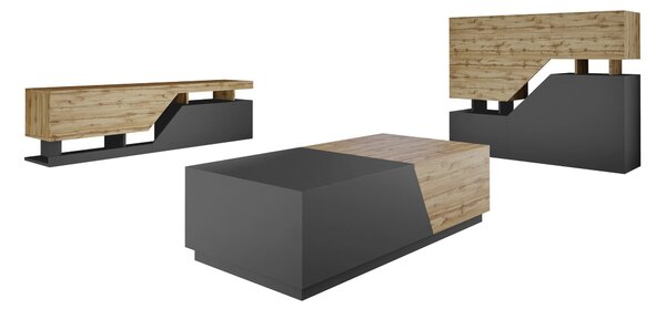 Set de living Comfivo Daldune I, Stejar Wotan, Antracit, PAL laminat, 113 kg
