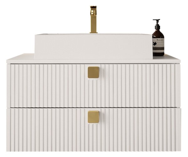Cabinet atârnat pentru baie Panium, Alb, PAL laminat, MDF, 42x80x46cm