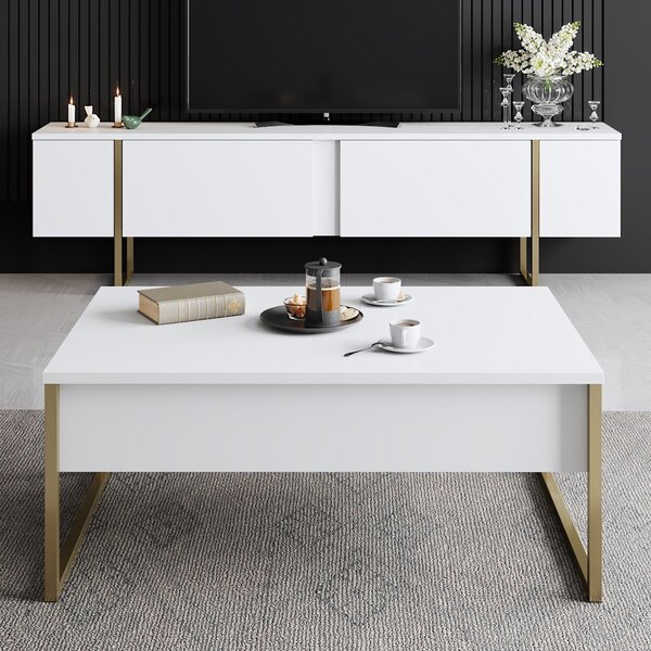 Set mobilier living Luna 2 (alb + auriu). 1072979