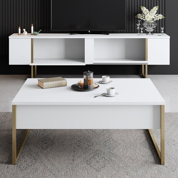Set mobilier living Luna 2 (alb + auriu). 1072979