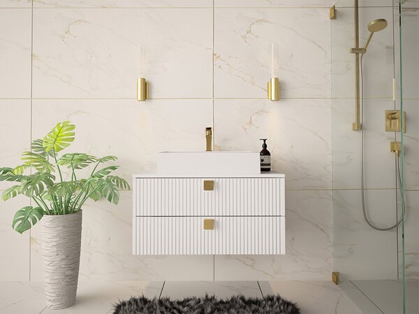 Cabinet atârnat pentru baie Panium, Alb, MDF, PAL laminat, 42x80x46cm, 24 kg