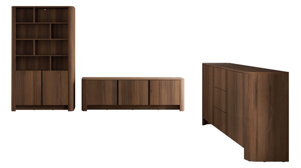 Set de living Figal, Alun închis, Negru, PAL laminat