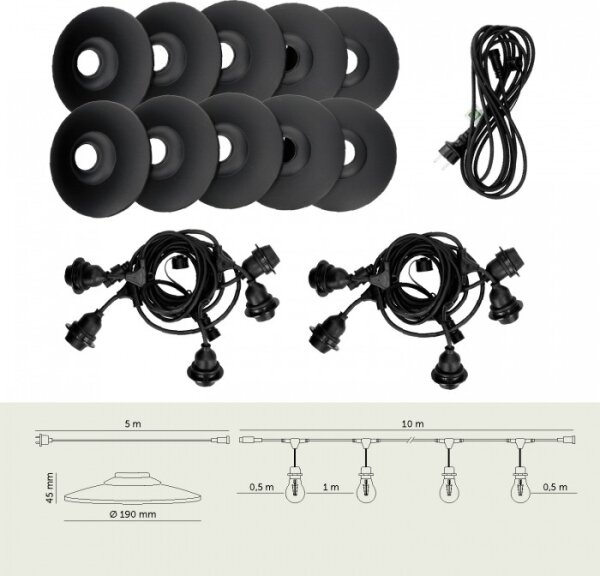 Ghirlandă decorativă de exterior CRETE 10xE27/230V 15m IP44