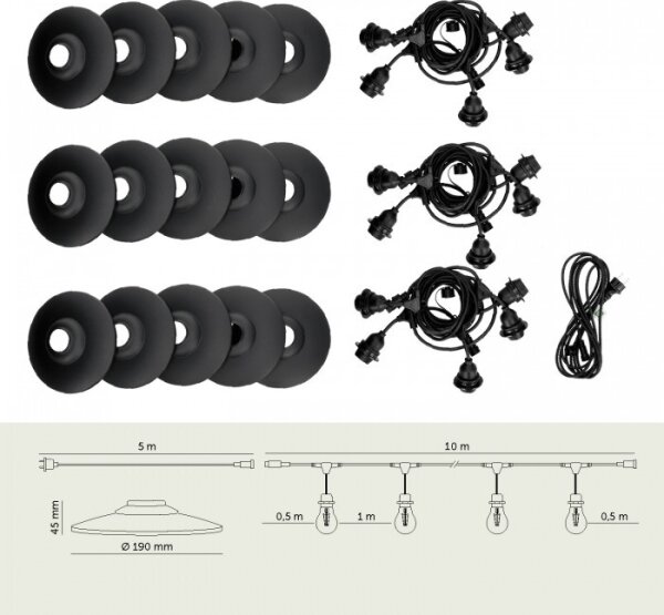 Ghirlandă decorativă de exterior CRETE, 15 x E27, 230 V, 20 m, IP44