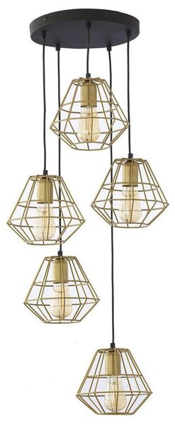 Lustră suspendată pe cablu DIAMOND 5xE27/15W/230V negru/auriu