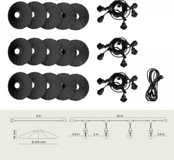 Ghirlandă decorativă de exterior CRETE 15xE27/230V 20m IP44
