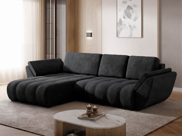 Colțar Circum, Funcția de dormit, Spațiu de depozitare, 283x195x86cm, 127 kg, Picioare: Plastic, Lemn: Pin