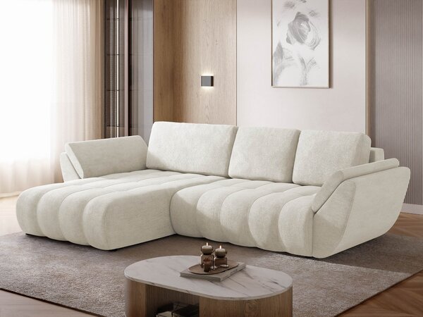 Colțar Circum, Funcția de dormit, Spațiu de depozitare, 283x195x86cm, 127 kg, Picioare: Plastic, Lemn: Pin
