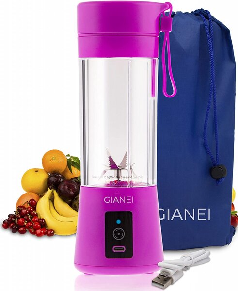 Blender portabil Gianei, 150W, violet, 8 x 8 x 23,5 cm, 380 ml