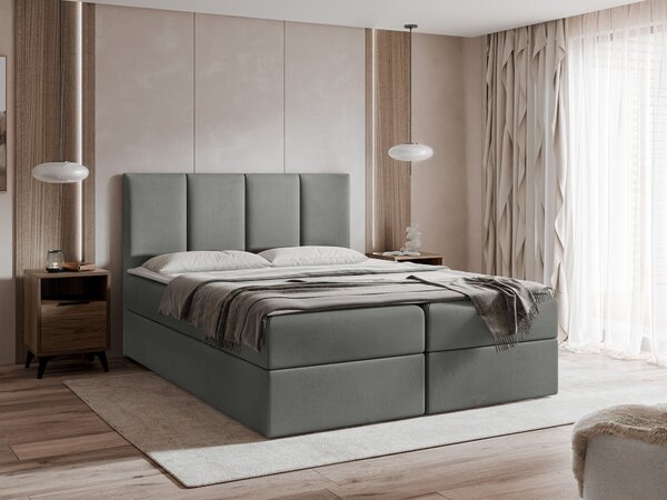 Pat boxspring Oppidum, Tapiterie, 103x184x205cm, 142 kg, Lemn: Pin
