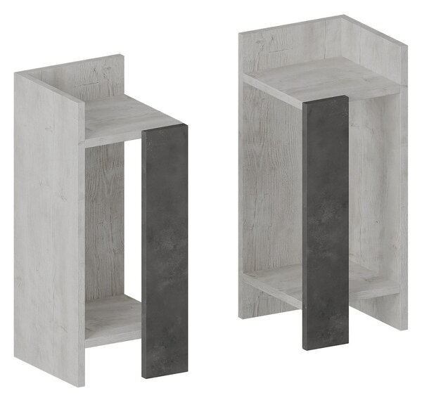 Set 2 noptiere Elos, gri, PAL, 25x25x60 cm