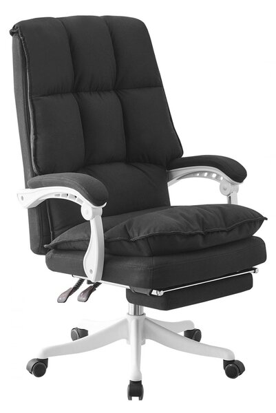 Scaun directorial, dubla buretare, suport picioare, material textil, Negru
