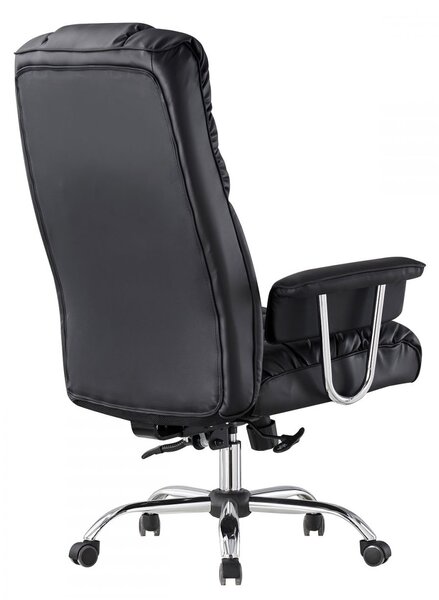 Scaun directorial, buretare generoasa, functie inclinare, spatar inalt, piele ecologica, Negru