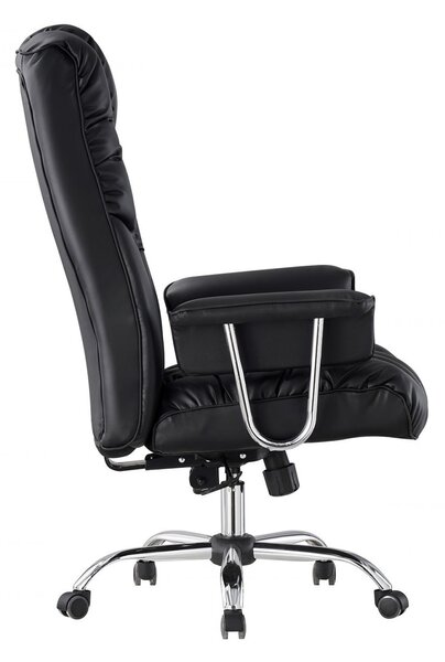 Scaun directorial, buretare generoasa, functie inclinare, spatar inalt, piele ecologica, Negru