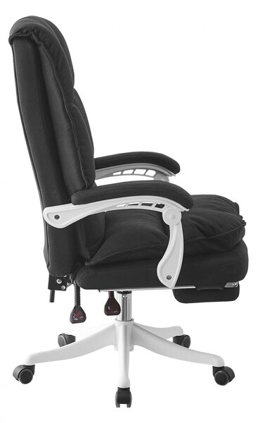 Scaun directorial, dubla buretare, suport picioare, material textil, Negru
