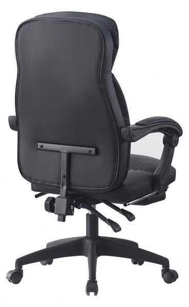 Scaun birou, spatar dubla buretare, suport picioare, piele ecologica, Negru