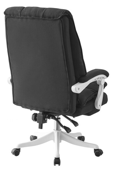 Scaun directorial, dubla buretare, suport picioare, material textil, Negru