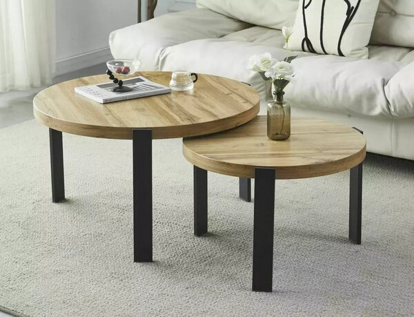 Set 2 masute cafea POLO, stejar/negru