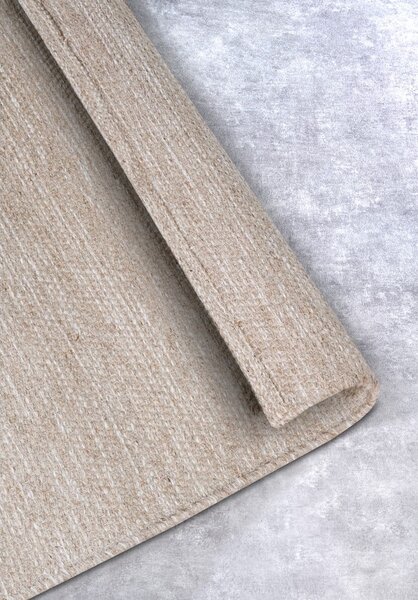 Covor bej țesut manual din amestesc de lână 80x150 cm Pradesh Linen White – Elle Decoration