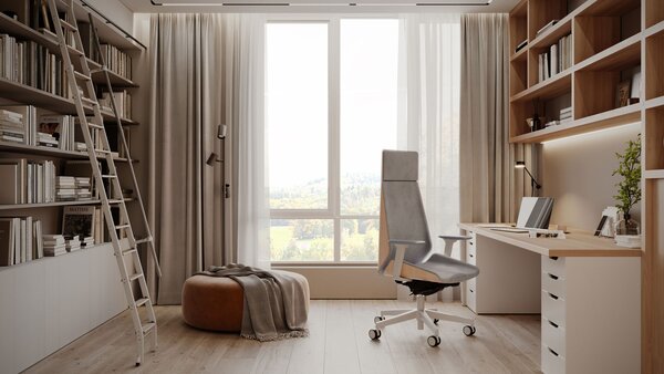 Scaun de birou Moon Wood HD White