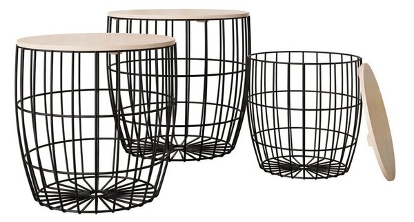 Set măsuțe laterale Aedifis, Maro deschis, Negru, Metal, 2 kg, Mobilier deja asamblat
