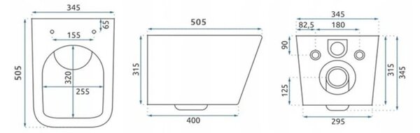 Vas WC suspendat W202, capac duroplast cu amortizor, rimless